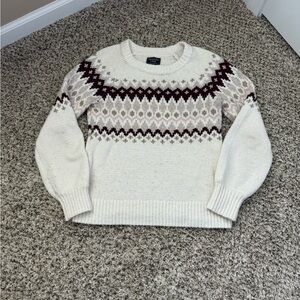 Abercrombie & Fitch Cream and Brown Patterned Sweater